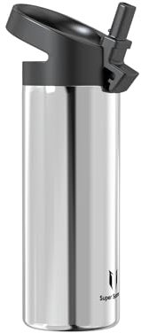 Super Sparrow Water Bottle Insulated - 500ml - Wide Mouth Metal Bottle - Wide Mouth SwivelSip Flask - BPA Free, Leak Proof - Ergonomic Straw Water Bottles for Work, Gym, Travel, Sports