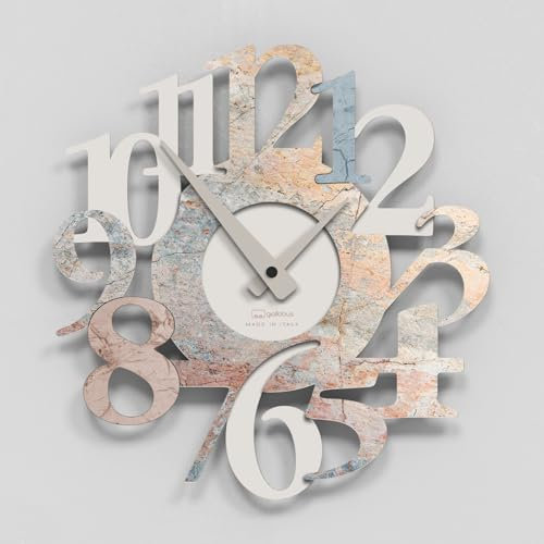Giallobus - Orologio Bilay - Carved - Legno Mdf - Premium 45x45cm - 17 - Mixed marble - Artigianale Made in Italy - Silenzioso - Idea regalo - Moderni doppio livello