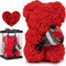 GDJIAYIYI Orsacchiotto di rose, orso di fiori artificiali, regalo di compleanno, per donne, signore, fidanzate, ragazze, mamme, nonne, padri (rosso)
