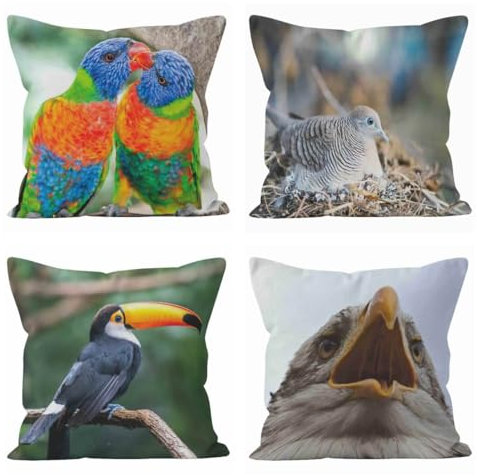 CEVAN Linen Kissenbezüge Sofakissen Kissenbezug Draußen Eule Kissenbezüge Modern Kissenbezug Polyester Kissenbezüge Sofa Dekor 40x40cm,4Pcs
