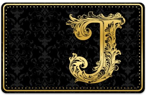 Peacoblue Kreditkarten Aufkleber,4 Stück Goldener Buchstabe J Kartensticker | Wasserfeste Schutzfolie für Kreditkarten, EC Karten und Transportkarten, Kratzfeste Dekoraufkleber mit 4 Designs