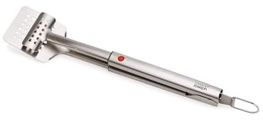Joseph Joseph GrillOut Spatule Pinces BBQ 2-en-1, Tête Rétractable, Acier Inoxydable Durable, Rangement Compact, Facile à Nettoyer