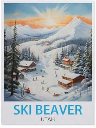 Puzzle 1000 Stück，Poster Ski Beaver Utah, Vintage-Reiseposter，Holz Kinderspielzeug Dekompression Spiel（75x50cm）-AM28