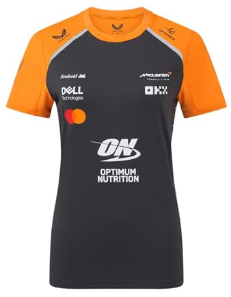 Castore McLaren Damen Team T-Shirt F1 2025, Phantom / Autumn Glory, Klein