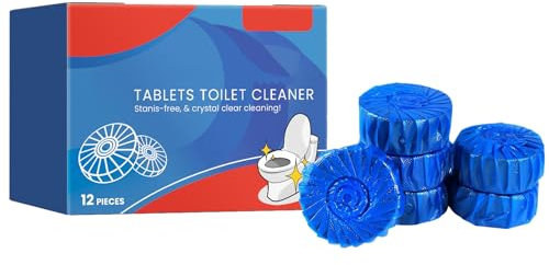 Bloques de Limpieza de Inodoro Azules,Limpiador y Ambientador para Inodoro,Tableta de Limpieza de Inodoro,Bloque Azul Automático Limpiador,Bloques de Inodoros de Agua Azul 12PC