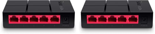 Mercusys MS105G Switch Ethernet 5 Porte Gigabit, Sdoppiatore Ethernet, Auto-Negotiation, Auto MDI/MDIX Switching, Plug & Play, MAC Address Learning, Ideale per la Casa e il Ufficio (Confezione da 2)