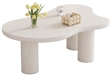 Generisch Unregelmäßiger Couchtisch in Wolkenform, MDF-Tischplatte und PVC-Beine mit Filzgleitern, Länge 107 cm, Breite 66 cm, Höhe 40,5 cm