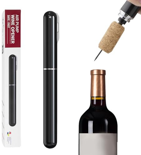 Abrelatas de vino de presión de aire 2 en 1, con Corta Cápsulas, Sacacorchos Manual Portátil, Abrebotellas de Vino, Abrebotellas de Vino, Apertura Rápida, para Viajes y Regalo para Amantes del Vino