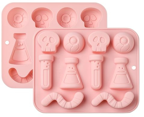 UR URLIFEHALL 2 Stk Experimentierwerkzeuge Silikonformen Schädel Auge Reagenzglasförmige Schokoladenformen für Fondant Süßigkeiten Gelee Kuchen Dekoration
