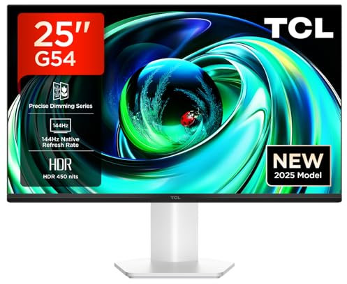 TCL Monitor 25G54 mini-LED da 25, risoluzione Full HD, 144 Hz, pannello IPS, 450 nit, VESA Display HDR 400, 93% DCI-P3 Wide Color Gamut, certificazione TÜV Rheinland Flicker-Free e Low Blue Light