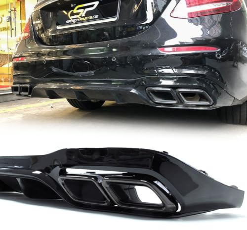 Heckdiffusor Diffusor + Auspuff Auspuffblenden Schwarz für Mercedes Benz E Klasse W213 S213 AMG Line 2016-2019 Benzin