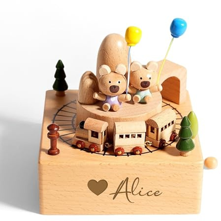 LCMAIT Scatola di Musica in Legno Personalizzabile, Scatola di Musica in Legno Personalizzata Incisa a Mano, Scatola di Musica Personalizzata con Nome/Testo, Regali per Bambini Ragazze Ragazzi Figlia
