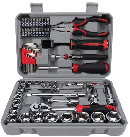 ZAICOLER 62-teiliges Ratschen-Steckschlüssel-Set 3/8 Zoll Antrieb Mechaniker-Werkzeugsatz mit Zündkerzen Schraubendreherbits Metrisch Verlängerungsstange Hammer Kardangelenke Autos