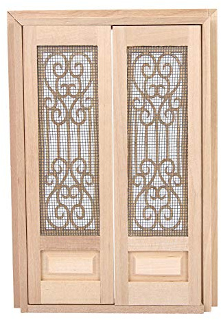 Phefop Doll Door, Wooden Miniature Furniture, DIY Hollow Door Set, 1:12 Scale for Dollhouses, Create Unique Scenes