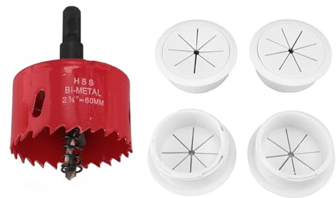 Yosoo Health Gear Kabelversteck-Set für die Wandmontage (2-3/8 Zoll, 60 Mm Loch), Kabelabdeckung mit 4 Durchführungen, 1 Lochsägenaufsatz, 10 Kabelbinder Zum Verstecken der Kabel