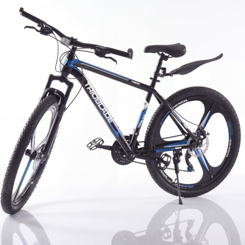 LSBIKE 24/26/27,5 Zoll Hardtail Mountainbike, 21 Gang Schaltung Antriebssystem, Outdoor MTB mit Stoßdämpfer, Scheibenbremsen,Kohlenstoffstahl Fahrrad Allterrain Mountain Bike