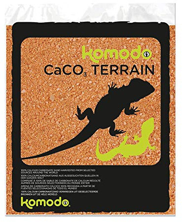 Komodo Terracotta Caco Sand Substrate for Reptile Lizards Snakes Tortoise Cage Habitat Premium Natural Non Toxic Durable Long Lasting Moisture Control Bedding - 4kg | Calcium carbonate reptile sand – natural desert substrate, digestible to reduce the risk of impaction