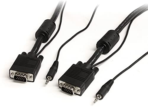 StarTech. com 7,6 m (7,6 m) VGA-Kabel mit Audio – HD15 VGA mit Audio – Koaxial hohe Auflösung – Stecker/Stecker – VGA Monitorkabel (MXTHQMM25A) Schwarz