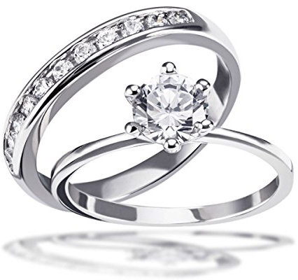 Goldmaid Damen-Ring 2 in 1 mit Vorsteckring 925 Sterlingsilber 12 klare Zirkonia Gr. 56