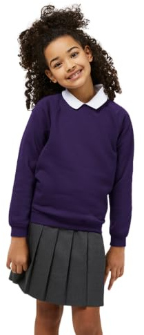Trutex Kids Purple School Sweatshirt – Crew Neck Cotton-Rich Standard Fit School Uniform Jumper for Boys and Girls – Age 14