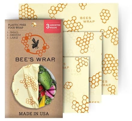 Bee’s Wrap Set of 3 Assorted Size Wraps, Beige