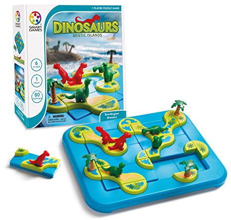 smart games - Dinosaurs Mystic Islands, Puzzle Game with 80 Challenges, 6+ Years, 24 x 24 x 6 cm (LxWxH)