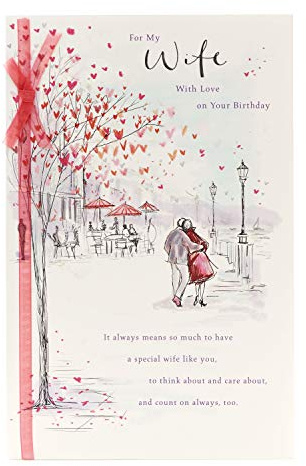 Sentimental Birthday Card for Her with Ribbon - Husband to Wife