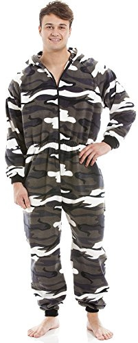 Camille Mens Super Soft Fleece Onesie - Hooded All in One - Long Sleeved and Side Pockets for Ultimate Comfort & Warmth