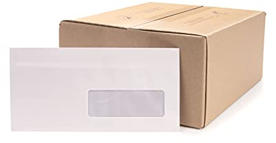 Oxford 100105310 Scatola di 500 buste autoadesive formato 110 x 220 mm con finestra 45 x 100 mm bianco