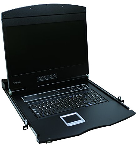 LogiLink Professional LC902US LCD KVM Konsole mit 48,26 cm (19 Zoll) TFT Monitor und Tastatur (US) für Server- /Netzwerkschrank Schwarz
