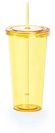 eBuyGB Smoothie Tumbler with Straw, Yellow, 680 ml