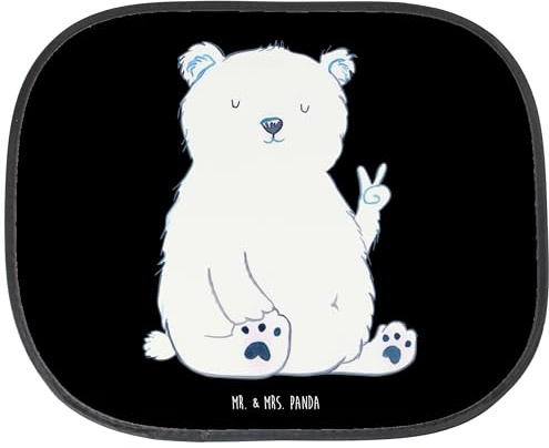 Mr. & Mrs. Panda Auto Sonnenschutz Eisbär Faul - Geschenk, Arbeitsplatz, Teddy, Sonnenschutz für Auto, Sonnenschutz Autofenster, Sonnenschutz Kinder,