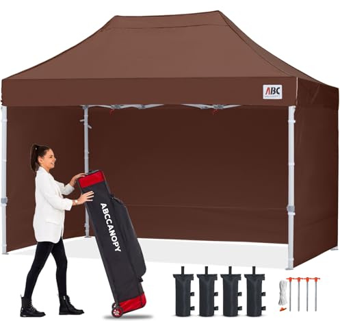 ABCCANOPY 3x6m Pavillon wasserdicht Pop-Up Gartenpavillon Festival Sonnenschutz mit 4 Seitenteilen+Handtasche,Braun