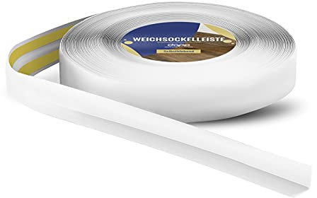 DQ-PP WEICHSOCKELLEISTE | 10m | Weiss | 18x18mm | PVC | selbstklebend | Knickwinkel Fussleisten Gummileiste Sockelleiste Winkelprofil Abschlussleiste Bodenleiste