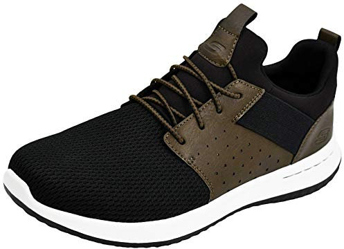 Skechers Men's Classic Fit Delson Camben Sneaker, Black/Brown, 10 W US