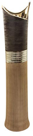 GILDE Deko große Vase Bodenvase - Keramikvase - Deko Wohnzimmer - braun/Champagner/beige Höhe 79 cm