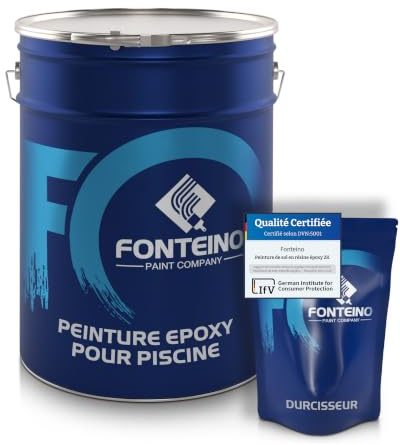 Fonteino Peinture époxy pour piscine béton bassin - protection étanche - Blanc perlé 2,5KG