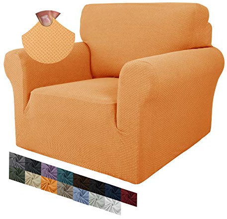 MAXIJIN Creative Jacquard Stuhlbezüge für das Wohnzimmer, Rutschfester Super-Stretch-Stuhlbezug mit Armen Hunde Haustierfreundlicher 1-teiliger elastischer Sofa-Couchschutz (1 Sitzer, Orange)