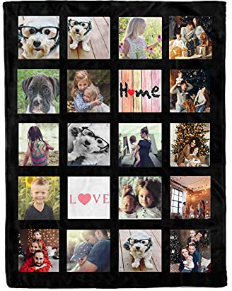 Persönliche Fotodecke Gestalten, Fotodecke Mit Eigenen Fotos und Text, Decke Mit Collage, Personalisiertes Fotogeschenk (D,230x150cm)