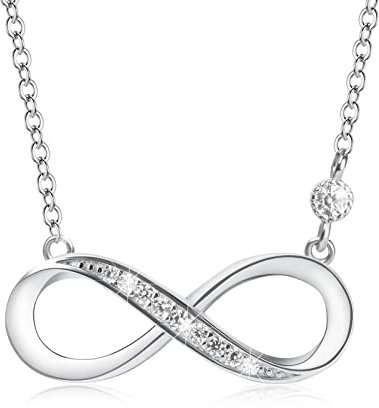 Aucuu Damen Halskette Infinity, 925er Sterling Silber, Verstellbare Freundschaftskette und glänzender Zirkonia, Schmuckgeschenke für Dame/Mutter/Mädchen/Freundin