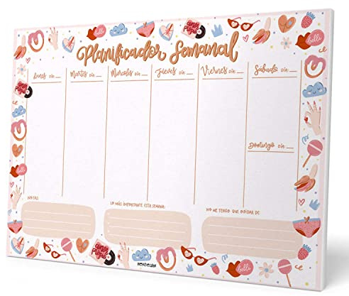 Grupo Erik Wochenplaner Block A4 Kalender Planer Merchezafor - Tischplaner A4 - Tischkalender ohne Datum - Schreibtischunterlage Papier