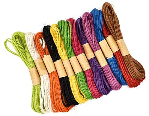 Skyzone Corda di spago di iuta colorata, Corda di iuta naturale di 12 colori Corda colorata artigianale per confezioni regalo, opere d'arte, artigianato fai-da-te (10 m per colore)