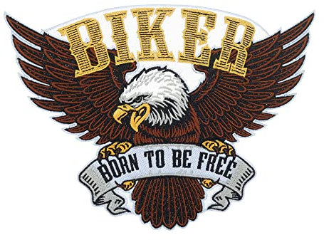 Finally Home Großer Born to be Free Biker Adler Patch zum Aufbügeln | Motorrad Kutten Patches, Amerika Usa Rückenpatch, Weste Rückenaufnäher, Motorcycle Aufnäher für Lederwesten