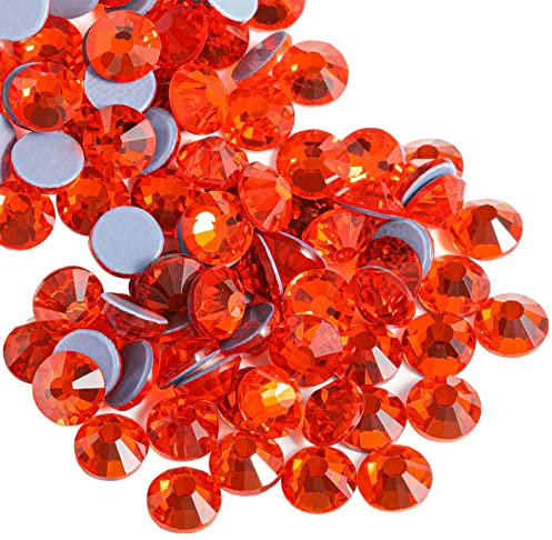 Beadsland 1440 Stück Orange Hotfix Strasssteine, Hitzefix Strasssteine zum Basteln, Hotfix Kristall Runde Edelsteine, Orange (SS16/3.8-4.0mm)