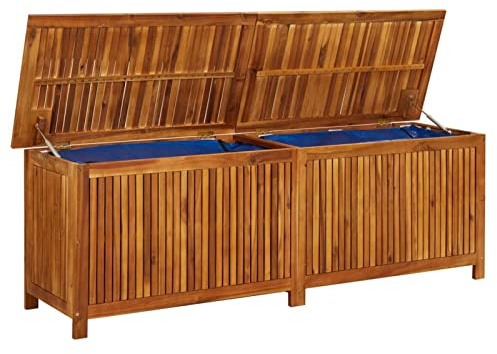 Gecheer Scatola portaoggetti da giardino, in legno di acacia massiccio, con borsa resistente all'acqua, 150 x 50 x 58 cm, per esterni, terrazza, piscina
