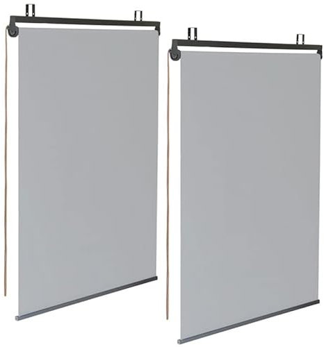 IDMarket - Lot de 2 Stores enrouleurs L.124 x H. 225 CM pour pergola Gris Clair