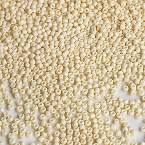 Bala&Fillic Beige Farbe 3mm Perlen zum Auffädeln 3600Stücke/100Gramm,8/0 Glasperlen zur Herstellung Schmuck, Armbändern, Halsketten und Ohrringen (Beige)