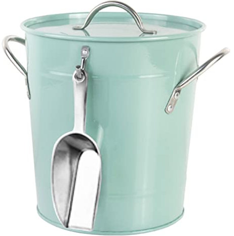 CLISPEED Eiseimer Metall Weinkübel mit Schaufel Wein Bier Eimer Metall Biereimer Eiskübel Vintage Eiseimer Eiswürfeleimer Eiswürfelbehälter Eisen Eisbehälter für Tiki Picknick Hawaii Party