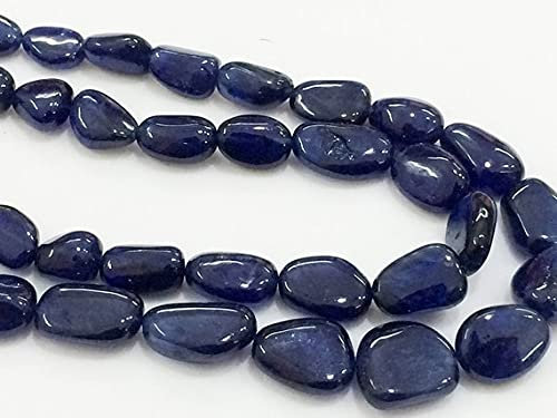 LKBEADS 1 Strand Natural Blue Sapphire Plain Tumbles, Sapphire Glass Filled Necklace, Sapphire Jewelry, 8mm - 14mm Approx., 8 Inch