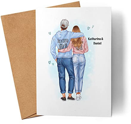 Kiddle-Design Pärchen Karte Schwarz Personalisiert Geschenke für Partner & Partnerin Paare Freund Freundin Valentinstag Jahrestag Geburtstag Grußkarte